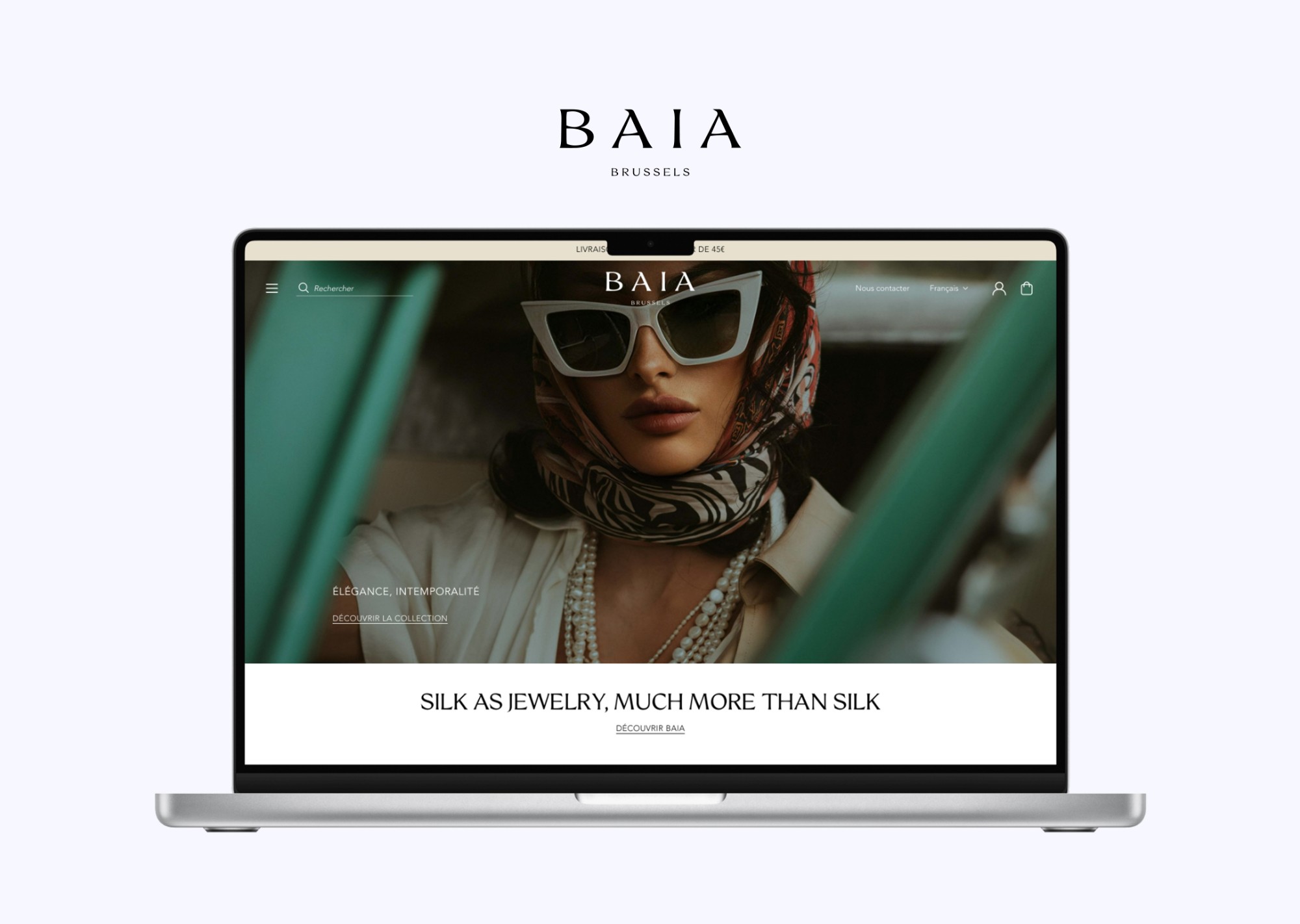 Site e-commerce BAIA Brussels sur ordinateur portable Site e-commerce BAIA Brussels sur ordinateur portable