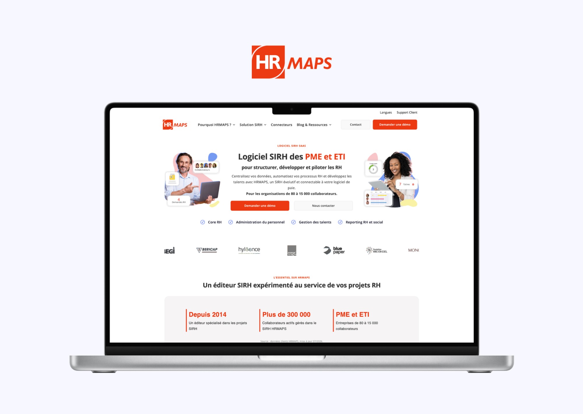 Homepage HrMaps sur ordinateur portable : logiciel SIRH pour PME et ETI Homepage HrMaps sur ordinateur portable : logiciel SIRH pour PME et ETI